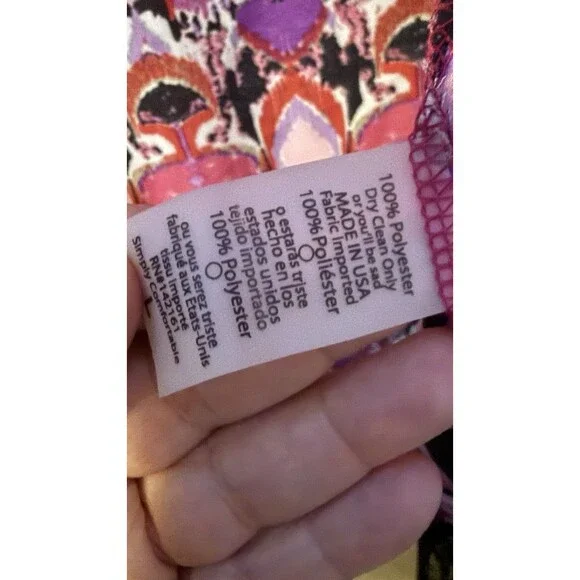 LuLaRoe Pink Purple White Red Black Monroe Swim Kimono Black Fringe EUC Large - Picture 5 of 5